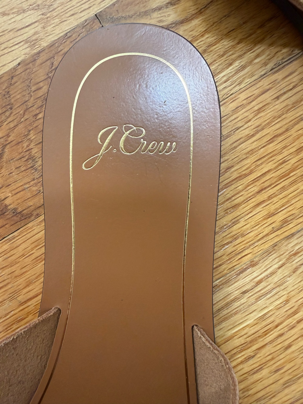 J. Crew Tan Brown Crossover Leather Slide Sandals - Picture 2 of 8
